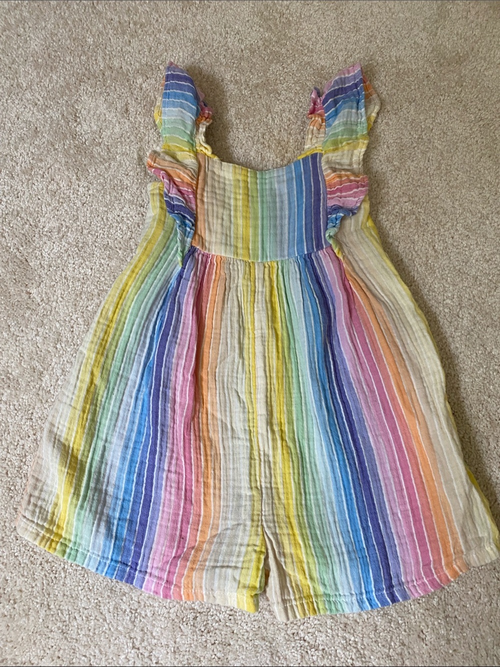 GAP Rainbow Stripe Cotton Romper ruffle sleeve size 4T